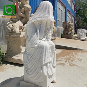 Estatua de Dama Llorona de Mármol Blanco de Alta Calidad a Tamaño Real para Decoración de Cementerios - Product Image 2