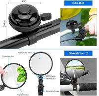 Nouveauté 2024 : Kit d'accessoires de cyclisme 8 pièces FeiLang – Éclairage LED USB rechargeable, antivol, pompe, porte-gobelet, sonnette, rétroviseur