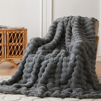 Couverture polaire ultra douce et moelleuse en microfibre épaisse à bulles, idéale pour l'hiver