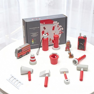 Jouet en bois de simulation de combinaison de pompier pour <span class=keywords><strong>jeu</strong></span> de rôle, <span class=keywords><strong>jeu</strong></span> éducatif interactif en bois - Product Image 1