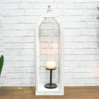Luckywind — bougie bougie en bois de lavage blanc, Style grande ferme de grande taille, décor de maison, lanterne avec cylindre en verre amovible, château
