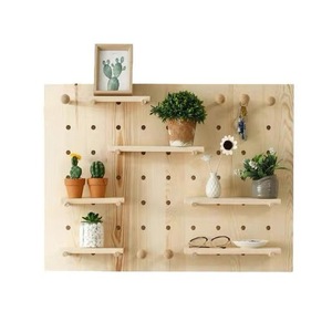 Wooden Pegboard Wall Storage Unit Rectangle Minimalist Design Customizable Size Wall Mounted For Entryway Organization - Product Image 4
