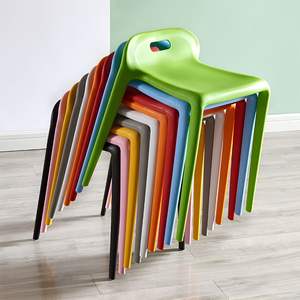 Tabouret bas en plastique coloré empilable, moderne, petit tabouret pour salon, cuisine, salle de bain, tabouret pour enfants, antidérapant - Product Image 1