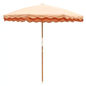 Nuovo Ombrellone da Spiaggia in Cotone Bianco da 7 Piedi con <span class=keywords><strong>Logo</strong></span> Personalizzato e Nappe, Protezione UPF50+, Impermeabile per Giardino, Patio e Piscina, Modello 2024 - Product Image 1