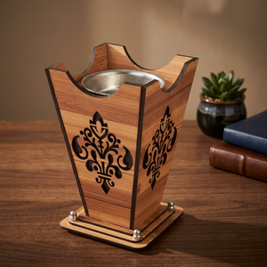 Quemador de incienso de madera hecho a mano con diseño floral cortado a láser, soporte aromático de sándalo, uso en todas las estaciones, decoración para el hogar para Ramadán y Eid. - Product Image 1