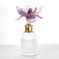Botol Minyak Atsiri Gaya Arab dengan Tutup Bunga Liuli, Botol Parfum Kristal Seni Mewah Kosong dengan Kotak Hadiah