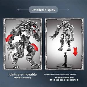 7051 Modelo de Bloques de Construcción de Plástico de Alta Dificultad, Robot Mecha de Hombre Lobo de la Noche Oscura, Juguete DIY, Adorno, Regalo de Halloween - Product Image 2