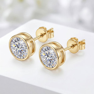 Boucles d'oreilles en or massif 10K/14K/18K avec diamants de laboratoire VVS - Certifiées IGI <span class=keywords><strong>1</strong></span> <span class=keywords><strong>Carat</strong></span>, Clous simples en forme de bulle, Bijoux fins de mariage pour femme - Product Image 3