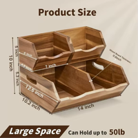 Bacs de rangement empilables en bois pour légumes, fruits, pommes de terre et oignons