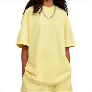 Camiseta de algodón de 305 g/m² para hombre, estilo urbano, corte holgado, color liso, cuello redondo, manga corta, juvenil, informal, estilo americano, de tela gruesa. - Product Image 2