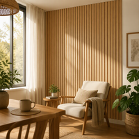 Panneau mural en WPC pour l'intérieur, grille moderne pour salon, résistant au feu, imperméable, texture imitation bois, faible MOQ, livraison rapide