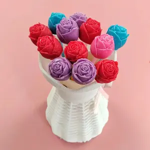 3D玫瑰水果口味巧克力糖果玫瑰巧克力长棒棒棒糖巧克力