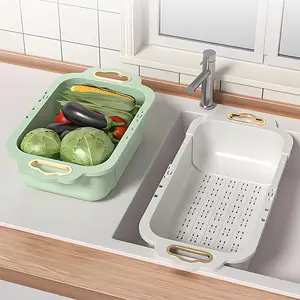 Double Retractable Kitchen Sink Filter Basket Retractable Drain Basins For Household Living Room Fruit Tray Colanders Strainers