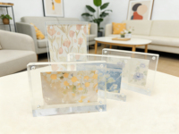 Marco de Fotos Magnético Acrílico para Escritorio, Decoración Moderna para el Hogar y la Oficina, Soporte de Exhibición de Sobremesa con Diseño Minimalista Transparente