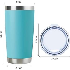 <b>20oz</b> <b>Stainless</b> <b>Steel</b> <b>Tumbler</b> <b>Bulk</b> Lid Double Wall Vacuum Insulated Travel Mug Powder Coated Coffee Cup Light Weight - Product Image 1