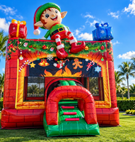 Château gonflable de Noël en PVC de 0,55 mm, thème cheminée, pour enfants, avec toboggan, idéal pour la location lors de fêtes de Noël