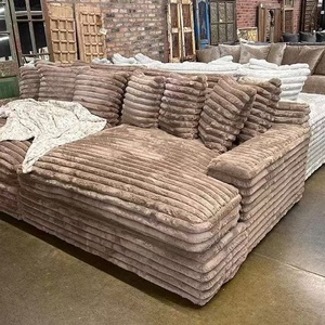 قماش فاخر عصري رومانسي مخملي بني مقطعي أفريقي للمنزل الفندق غرفة المعيشة شقة الزاوية - Product Image 1