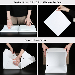 Xách tay 40cm Mini <span class=keywords><strong>LED</strong></span> chụp lều có thể gập lại ảnh studio chiếu sáng <span class=keywords><strong>box</strong></span> với 6 màu sắc phông nền cho Softbox phụ kiện bức ảnh - Product Image 5