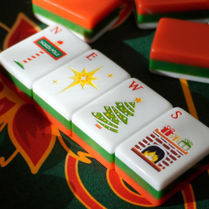 Luxury Modern Design Portable Customized Mah Jongg Red Christmas Acrylic American Mahjong Tile Set for <b>Entertainment</b> - Product Image 4