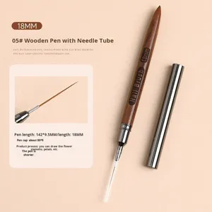 Nail Art Liner Pen Set Ultra-Fine Crimped Ferrule Wood Handle Nylon Brush