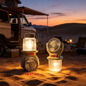 Ventilateur de camping solaire avec lumière LED, ventilateur et lampe de camping portables rechargeables 2-en-1, ventilateur solaire, lampe de camping extérieure. - Product Image 3
