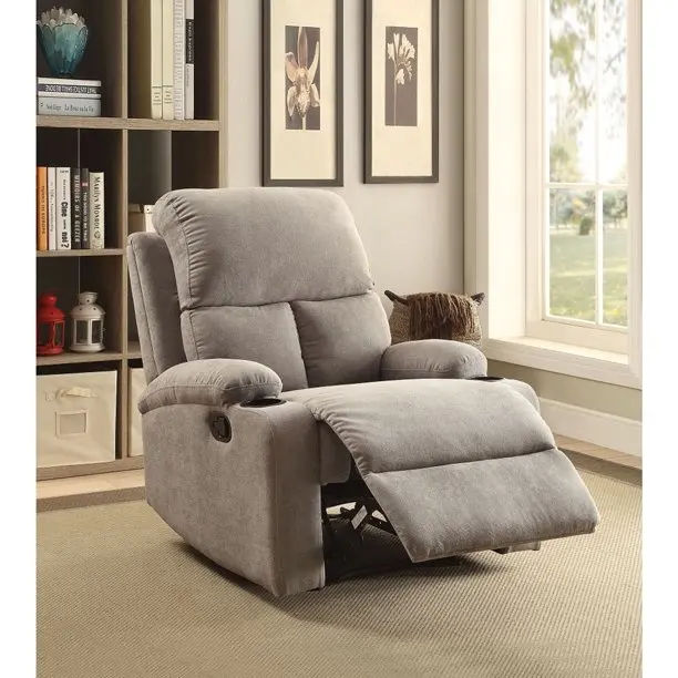 Velvet Motion Recliner Chair Single Sofa with Cup Holder for Living Room