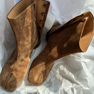 Bottes à talon carré amincissant mi-mollet en cuir véritable à bout fendu pour femme, style Niche, polyvalentes au quotidien - Product Image 3