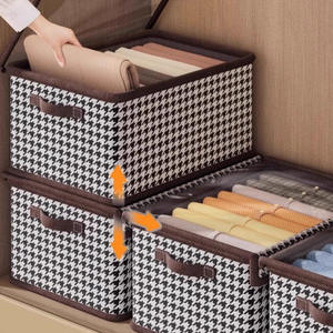 Boîte de rangement en osier personnalisée, directement de l'usine, pour vêtements et sous-vêtements, panier de rangement de garde-robe à couches en aluminium, organiseur de rangement en tissu - Product Image 1