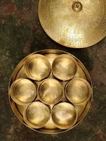 Boîte à épices en laiton de qualité supérieure, amovible et personnalisable, avec couvercle, pour le rangement des épices indiennes, organisateur d'épices de cuisine, vente en gros OEM