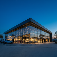 Bâtiment préfabriqué en structure métallique pour entrepôt, showroom préfabriqué, showroom automobile 4S, entrepôt