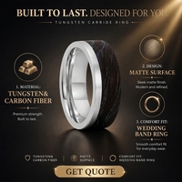 Bague de mariage ou pour usage quotidien en carbure de tungstène et fibre de carbone plaqué argent 8 mm de haute qualité, surface mate, ajustement confortable pour hommes et femmes