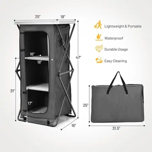 Armoire <span class=keywords><strong>de</strong></span> <span class=keywords><strong>rangement</strong></span> pliante en aluminium pour l'extérieur, organisateur <span class=keywords><strong>de</strong></span> cuisine portable pour le <span class=keywords><strong>camping</strong></span> avec sac <span class=keywords><strong>de</strong></span> transport, table <span class=keywords><strong>de</strong></span> camp à installation rapide - Product Image 3