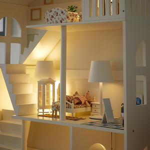 미니어처 화이트 인형의 집 캐비닛 모양 장난감 보관 주최자 어린이 가구 세트 어린이 책장 - Product Image 6
