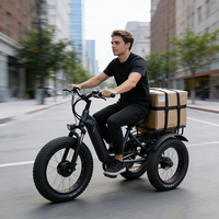 Tricycle électrique cargo pour adultes avec panier de rangement, 750W, trois roues, pliable, batterie au lithium 36V, pneus larges sans balais, pour livraison à domicile
