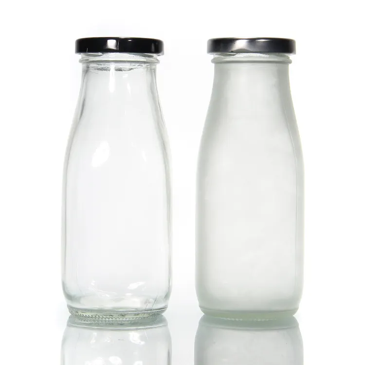 Custom Logo Hot Sale 3oz 6oz 8oz 16oz Clear Empty Glass Milk Bottle With Metal Caps