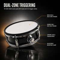 Pad de batterie électronique de 12 pouces à double zone avec déclencheur, coque en bois et tête en mesh, pour la pratique à domicile et en studio
