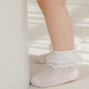 <span class=keywords><strong>Calzini</strong></span> alla caviglia in cotone pettinato per neonati, bambini e bambine, primavera estate, con stelle e pizzo. - Product Image 6