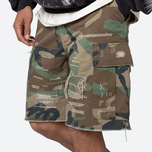 กางเกงขาสั้นคาร์โก้ผู้ชายลายพรางทรงหลวมแบบทำสีซีดสไตล์วินเทจ ผลิตตามสั่ง ขายส่งจากแบรนด์แฟชั่น ผ้าแคนวาสคอตตอน 100% กันน้ำ - Product Image 6