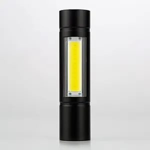USB可充电COB手电筒侧灯LED眩光户外应急铝合金手电筒