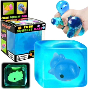 Wholesale Glow in the Dark Whale Squish Toy Stress Cube Squishy Fidget Toys Sensory Toys Stress <b>Balls</b> - Product Image 5