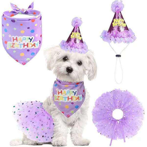 Set de Fiesta de Cumpleaños <span class=keywords><strong>para</strong></span> Perra al por Mayor: Banner Rosa con Estampado de Mascotas, Vestido, Falda, Pañuelo, Corona, Sombrero, Globo y Pastel <span class=keywords><strong>para</strong></span> Perra - Product Image 2
