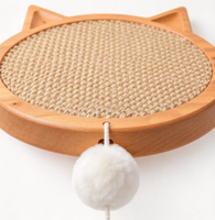 Grattoir pour chat en sisal avec cadre en bois de taille personnalisée, forme de tête de chat mignonne, planche à gratter interactive pour chat