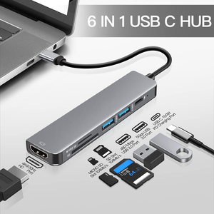 Tuti Người Bán Hàng Tốt Nhất 6-Trong-1 Đa-Cổng <span class=keywords><strong>USB</strong></span> HUB TF SD Đầu Đọc Thẻ <span class=keywords><strong>USB</strong></span> C Docking Station Cho Máy Tính Máy Tính Xách Tay, <span class=keywords><strong>Mac</strong></span> - Product Image 4