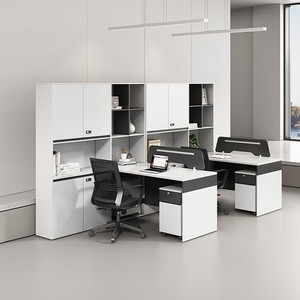 Nueva combinación de escritorio de oficina y silla, escritorio de computadora de oficina, estación de trabajo de oficina simple en forma de L con gabinete de almacenamiento - Product Image 3