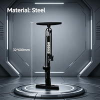 Pompe à pied Worldcycle 1-Way en acier pour VTT avec manomètre, haute pression, rapide, max 160 PSI, gonfleur de pneus de vélo haute résistance, noir