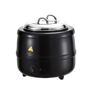 Chauffe-soupe électrique en acier inoxydable 500-1500W, usage commercial pour restaurant, pot chauffant circulaire noir - Product Image 1