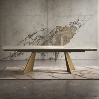 Usine chinoise vend personnalisé moderne lumière luxe pieds en métal en céramique table de table en verre trempé meubles de salle à manger table pliable