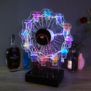 Support à Gobelets en Acrylique en Forme de Grande Roue, 12 Trous, Éclairage LED Rechargeable, Idéal pour Bars, KTV et Présentation de Cocktails - Product Image 4