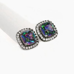 Women Colorful Stone <b>Stud</b> <b>Earrings</b> Minimal Fashion Jewelry - Product Image 6