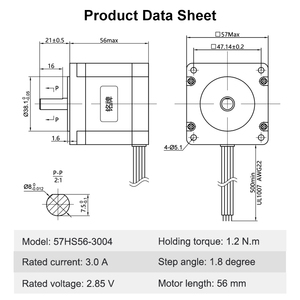 Kit de Motor Híbrido de 3 Ejes y 1.2 N.m Nema23 de Bucle Abierto, Interruptor DM542, Fuente de Alimentación de 24V 15A, 2 Controladores, 2 Motores de 3 Ejes - Product Image 3
